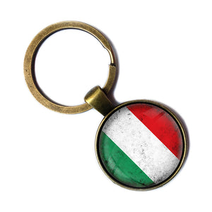 Italy Italian Flag Antique Bronze Keychain
