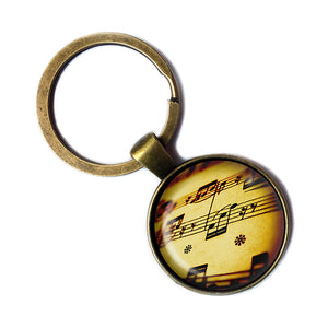Sheet Music Musical Notes Bronze Keychain