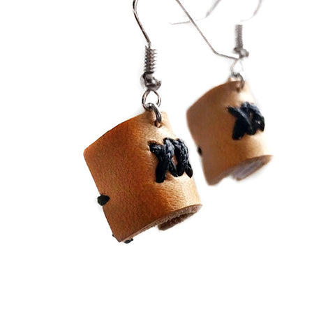Mini Book Journal Leather & Surgical Steel Earrings