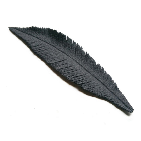 Leather Hand Made / Carved Bookmark Feather (#1) - Blue
