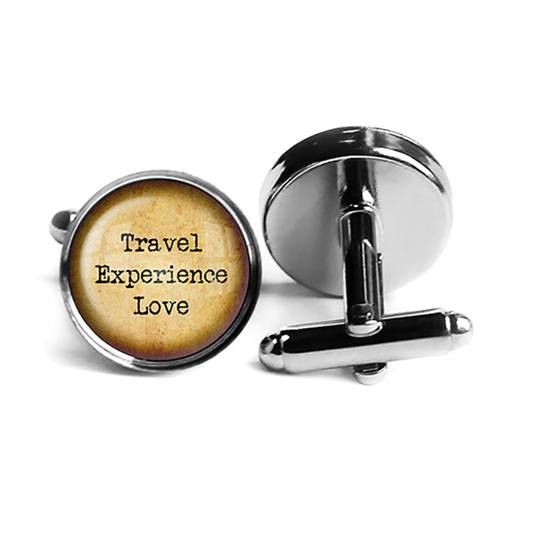 Travel Experience Love Rhodium Silver Cufflinks