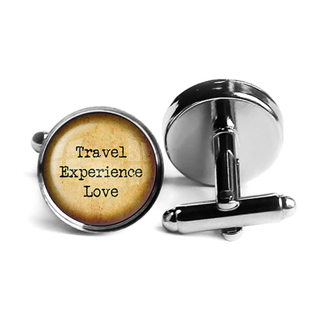 Travel Experience Love Rhodium Silver Cufflinks