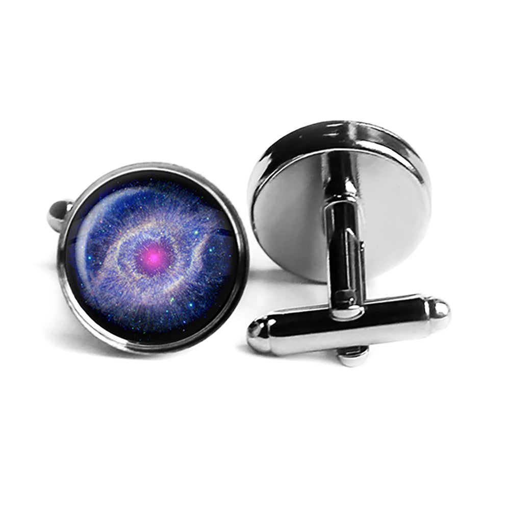 NASA Photograph Helix Nebula Rhodium Silver Cufflinks