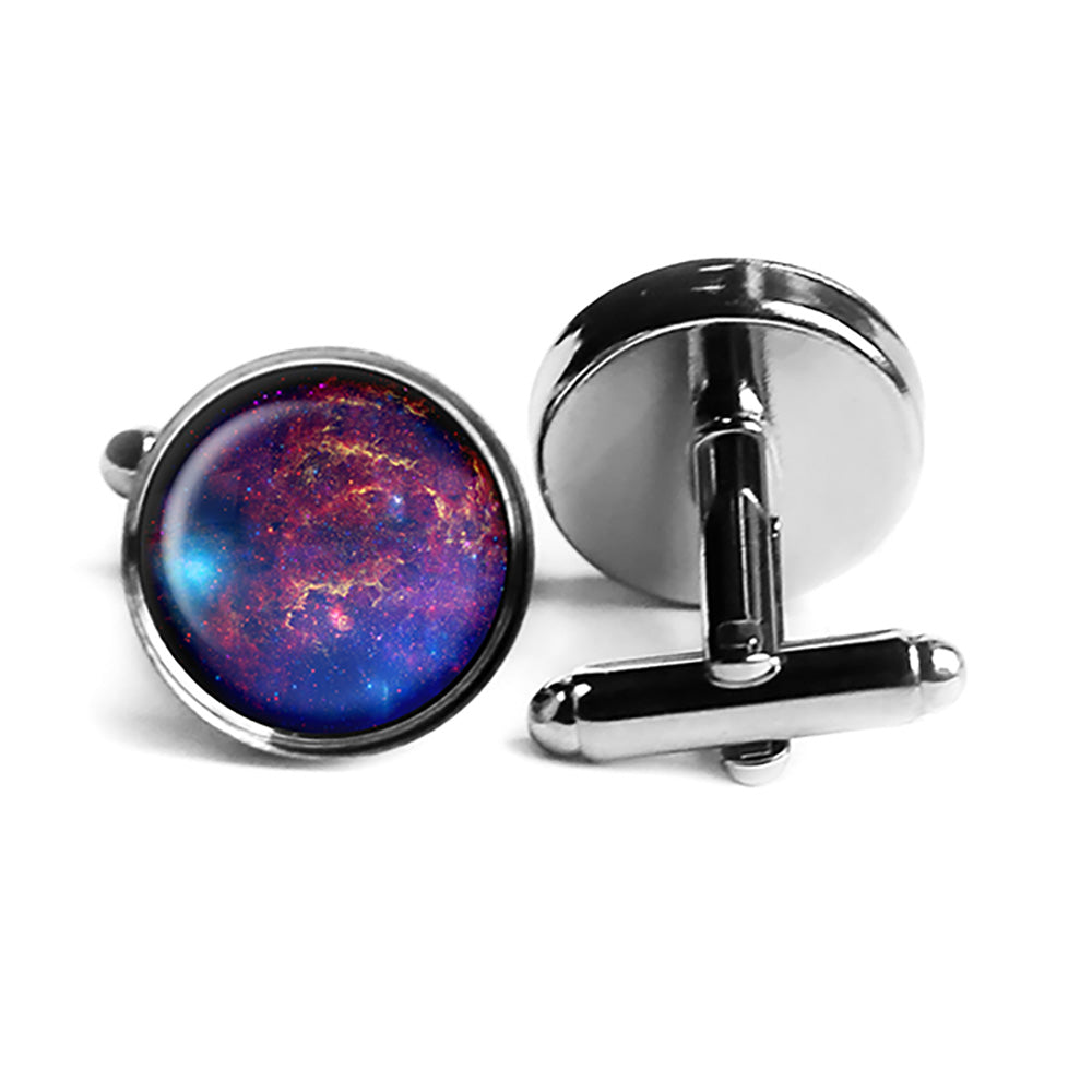 NASA Photograph Galaxy Rhodium Silver Cufflinks