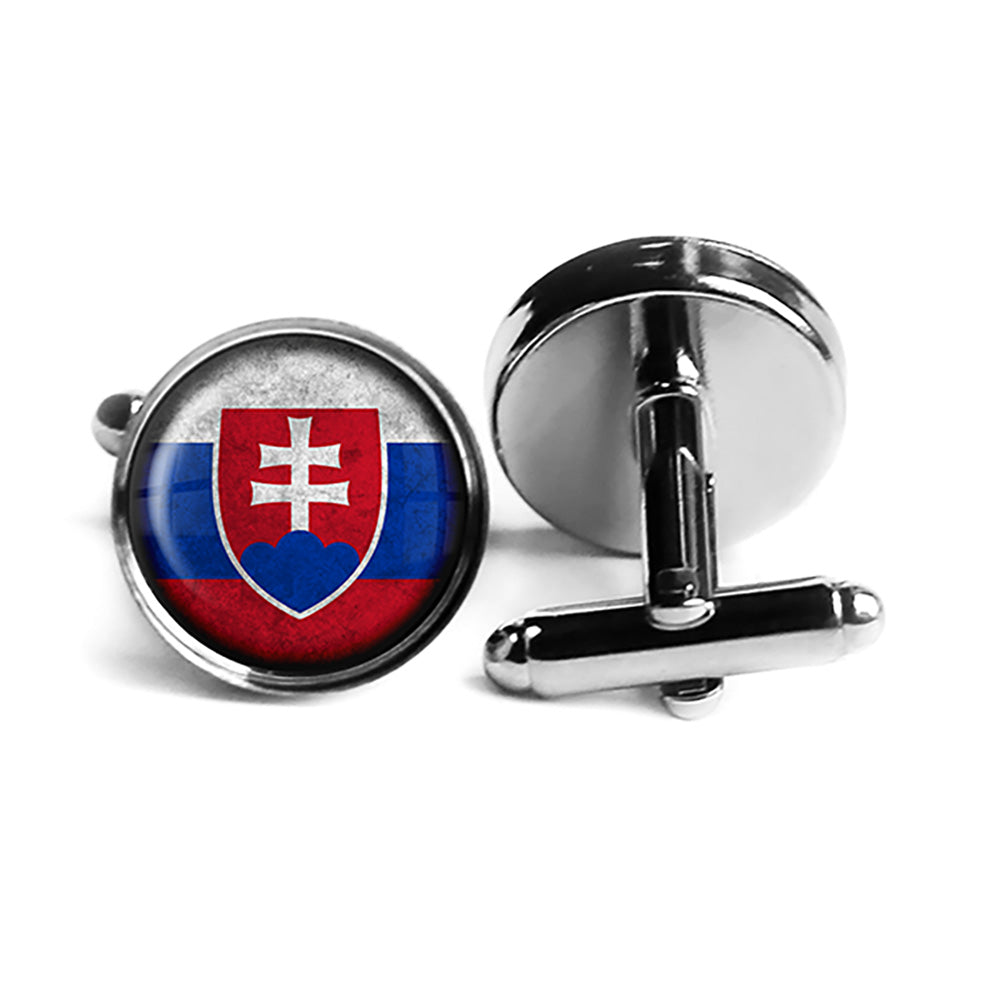 Slovakia Slovakian Flag Rhodium Silver Cufflinks