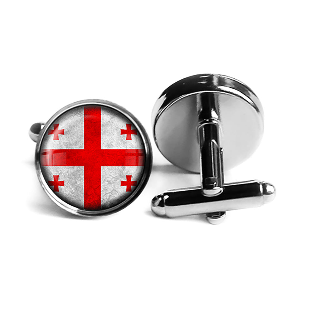 Georgia Georgian Flag Rhodium Silver Cufflinks