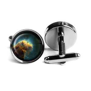 NASA Photograph Eagle Nebula Rhodium Silver Cufflinks