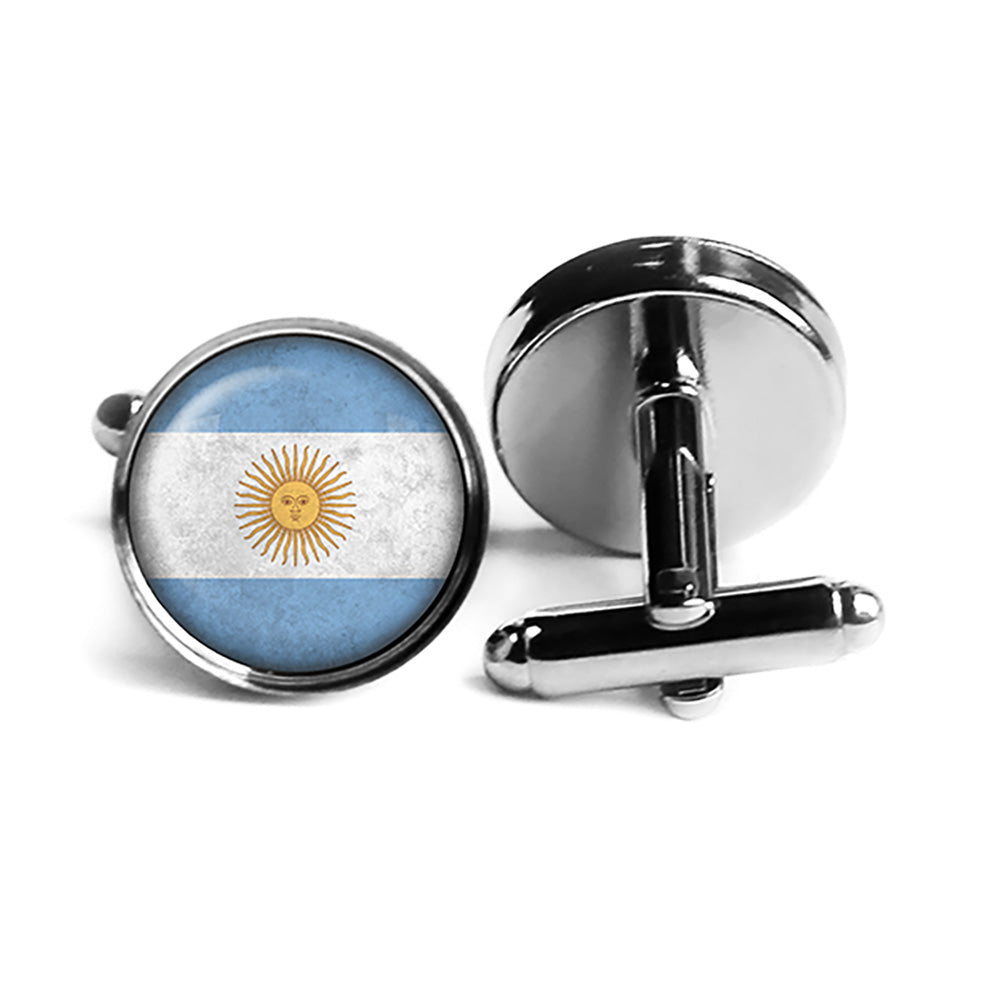 Argentina Argentinian Flag Rhodium Silver Cufflinks