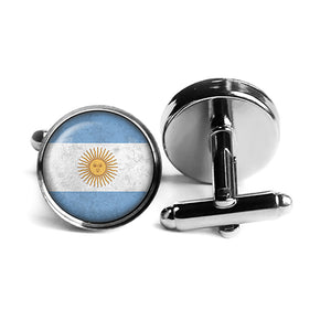 Argentina Argentinian Flag Rhodium Silver Cufflinks