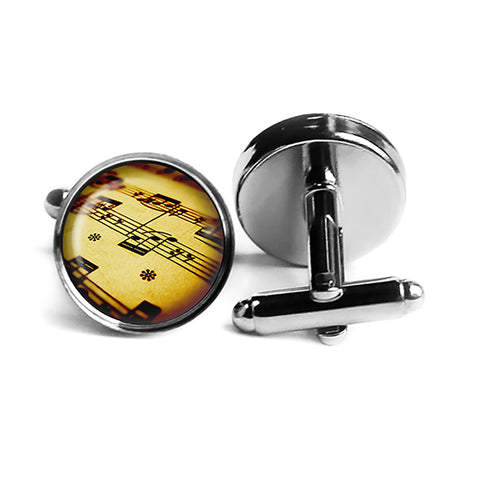 Sheet Music Musical Notes Rhodium Silver Cufflinks