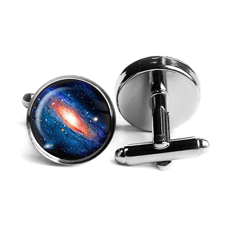 NASA Photograph Whole Galaxy Rhodium Silver Cufflinks