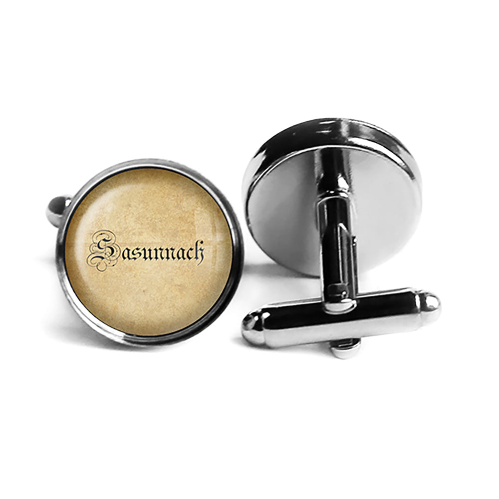 Saxon Sasunnach Old Gaelic Spelling Rhodium Silver Cufflinks