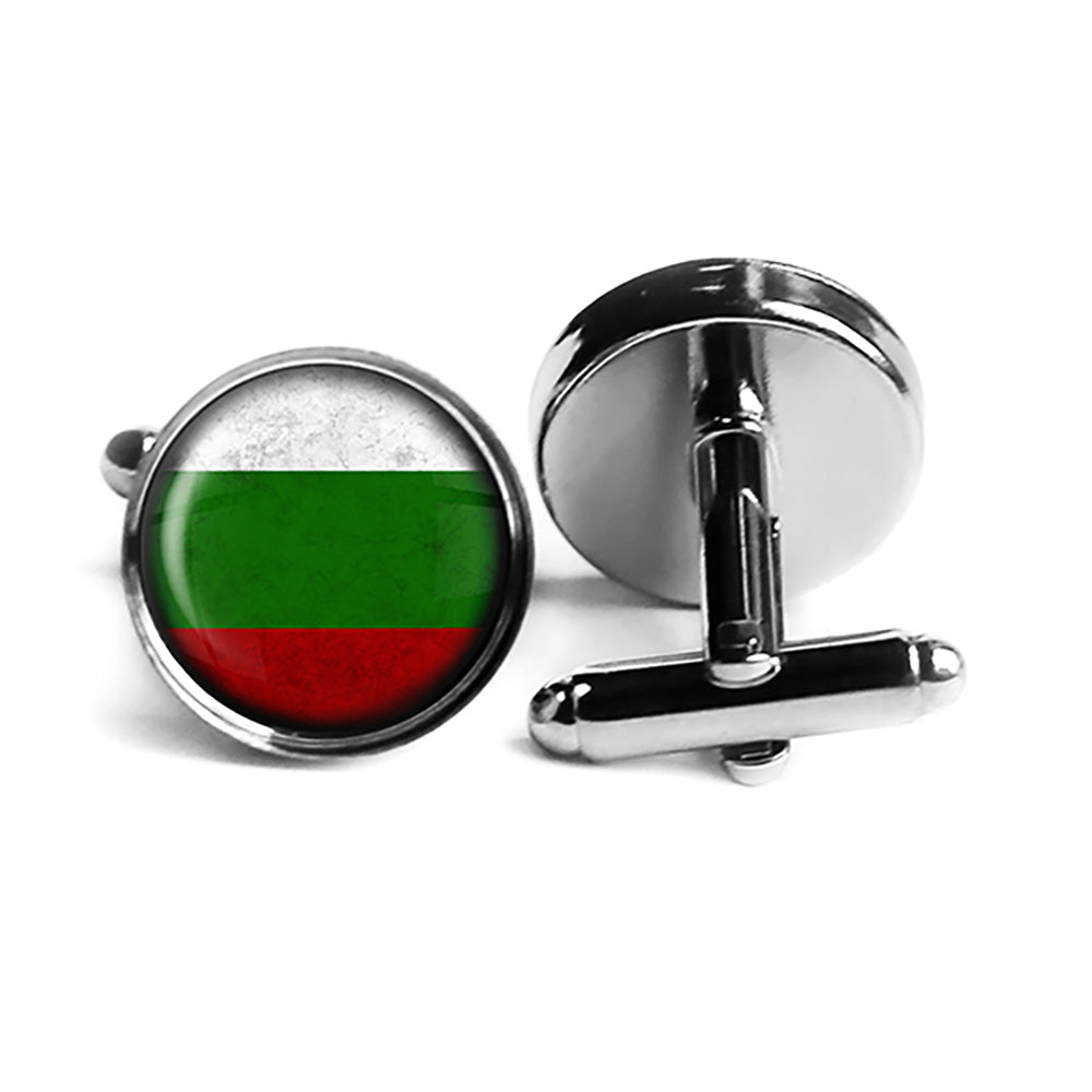 Bulgaria Bulgarian Flag Rhodium Silver Cufflinks