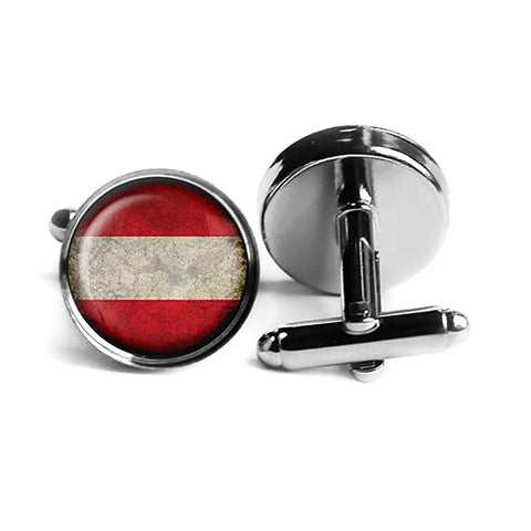 Austria Austrian Österreich Flag Rhodium Silver Cufflinks