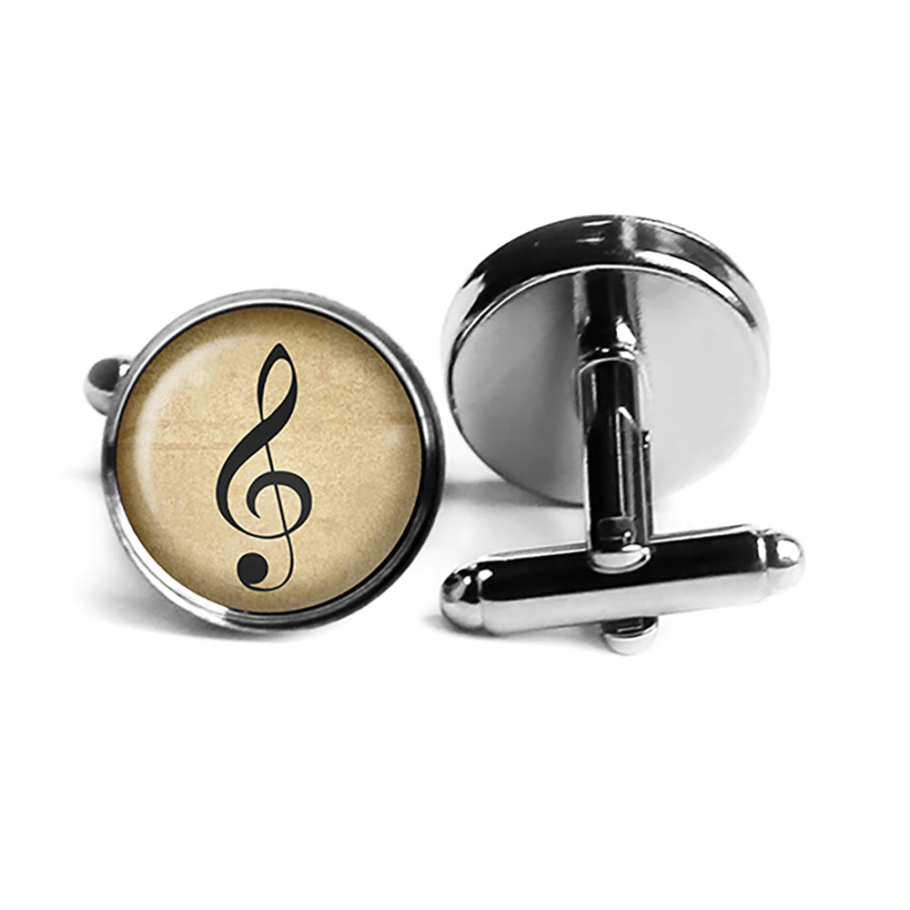 Sheet Music Musical Note Rhodium Silver Cufflinks
