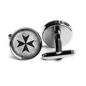 Worn Cross of the Teutonic Knights Teutones Rhodium Silver Cufflinks
