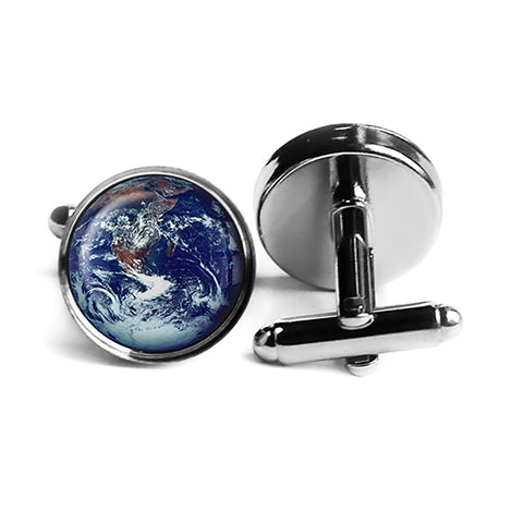 NASA Photograph Earth Wonder Rhodium Silver Cufflinks