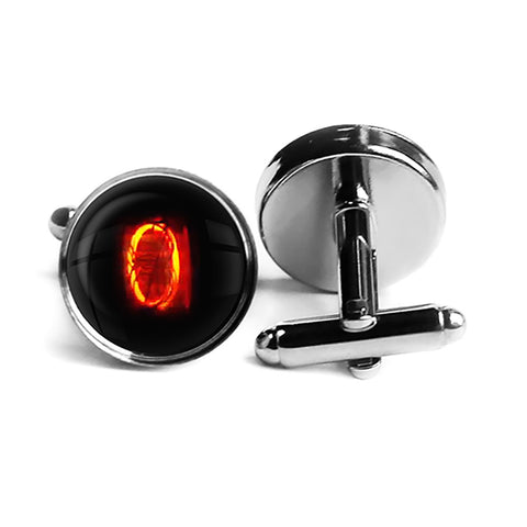Dieselpunk Steampunk Cyberpunk Nixie Tube Print Number 0 Zero Rhodium Silver Cufflinks