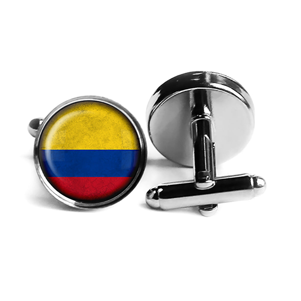 Columbia Columbian Flag Rhodium Silver Cufflinks