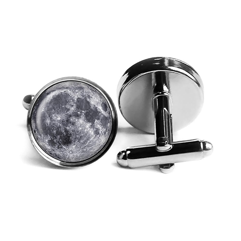 NASA Photograph The Moon Rhodium Silver Cufflinks