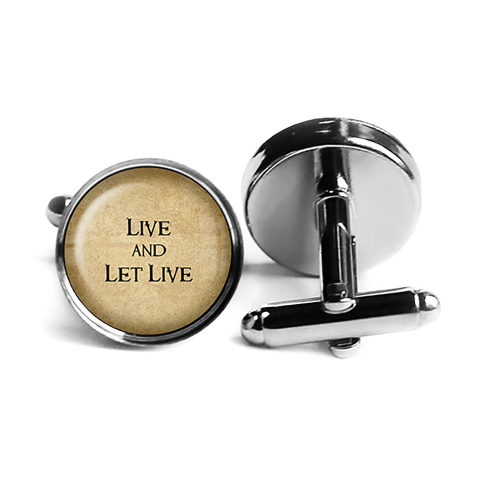 Dutch Proverb Live and Let Live Rhodium Silver Cufflinks