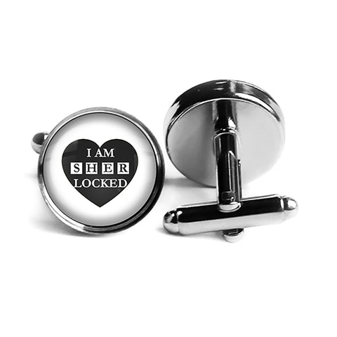 Sherlock Holmes I am Sherlocked Rhodium Silver Cufflinks