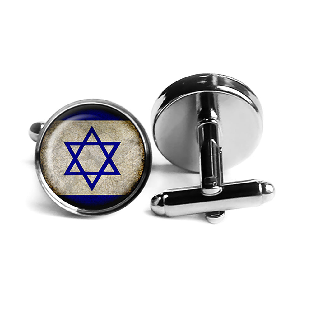 Israel Israeli Flag Rhodium Silver Cufflinks