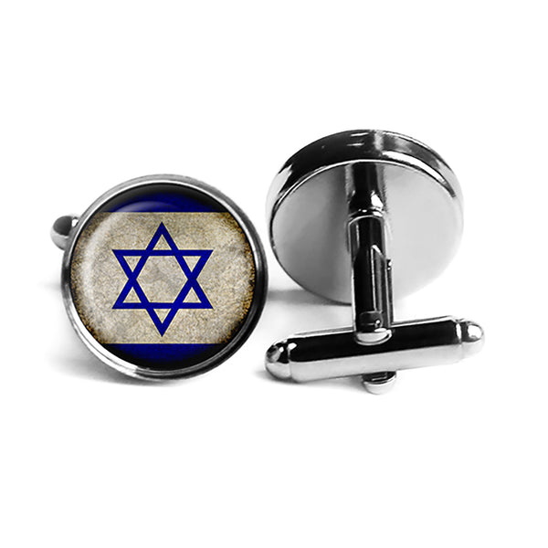 Israel Israeli Flag Rhodium Silver Cufflinks