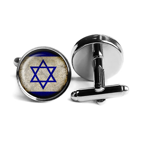 Israel Israeli Flag Rhodium Silver Cufflinks