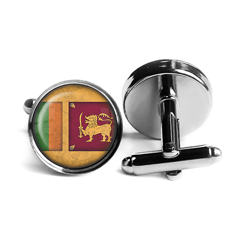 Sri Lanka Sri Lankan Flag Rhodium Silver Cufflinks