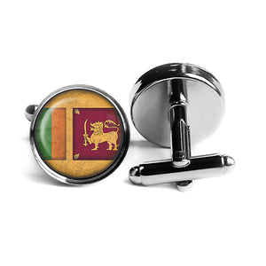 Sri Lanka Sri Lankan Flag Rhodium Silver Cufflinks