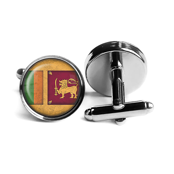 Sri Lanka Sri Lankan Flag Rhodium Silver Cufflinks