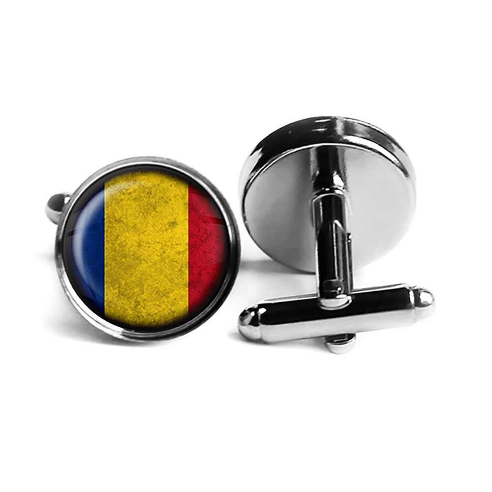 Romania Romanian Flag Rhodium Silver Cufflinks