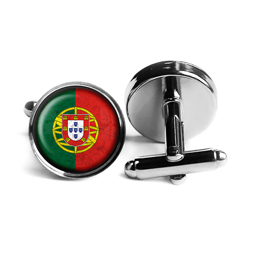Portugal Portuguese Flag Rhodium Silver Cufflinks
