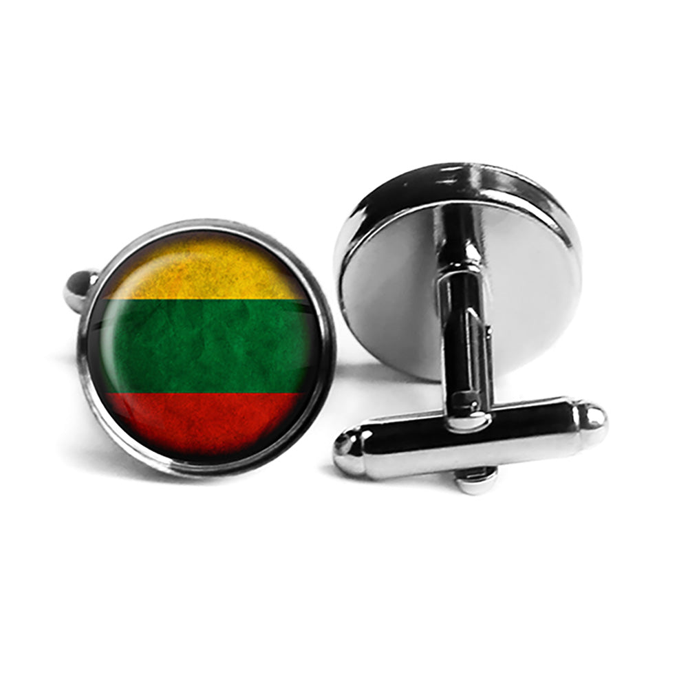 Lithuania Lithuanian Flag Rhodium Silver Cufflinks