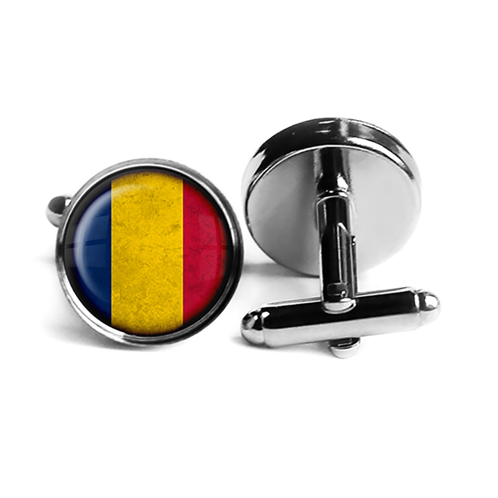 Chad Chadian Flag Rhodium Silver Cufflinks