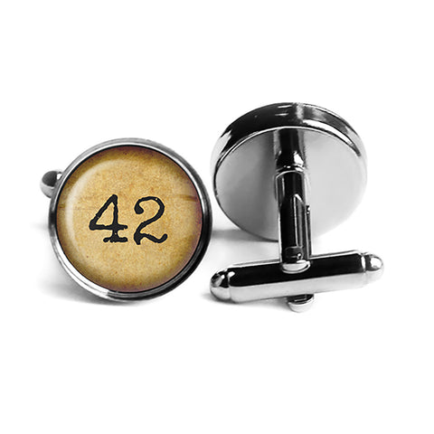 Meaning of Life Forty-Two 42 Rhodium Silver Cufflinks
