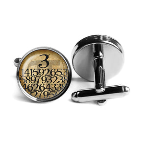 Math Mathematical Pi 3.14159 Rhodium Silver Cufflinks