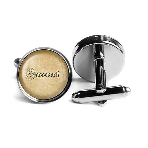 Sassenach Book TV Spelling Rhodium Silver Cufflinks