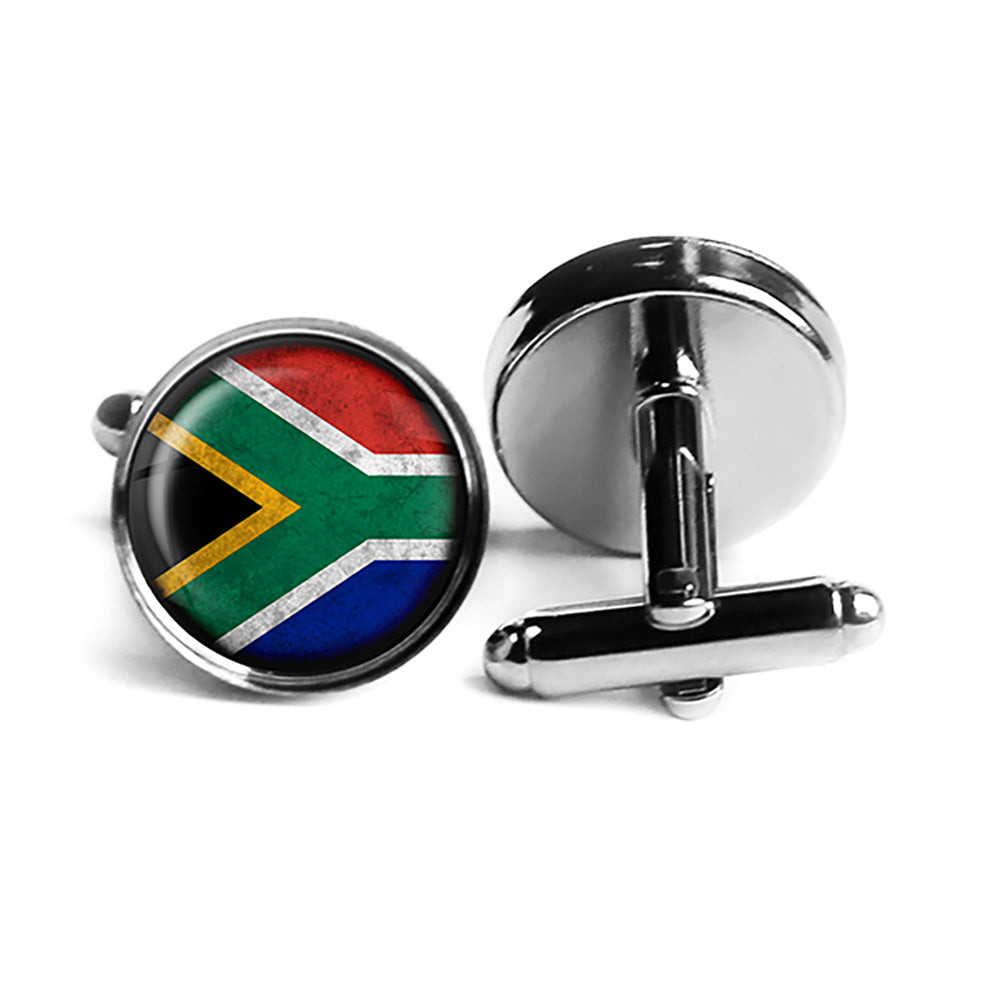 South Africa South African Flag Rhodium Silver Cufflinks