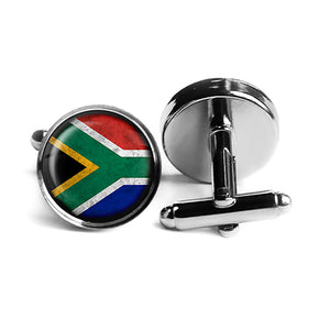 South Africa South African Flag Rhodium Silver Cufflinks