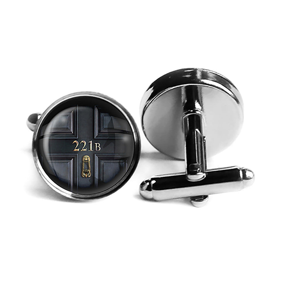 Sherlock Holmes Room 221B Rhodium Silver Cufflinks