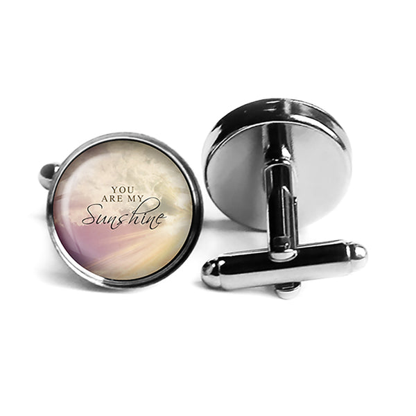 You Are My Sunshine Rhodium Silver Cufflinks