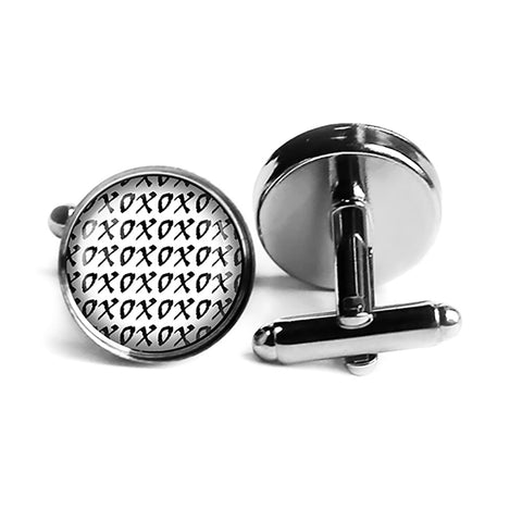 XOXOXO Hugs and Kisses Rhodium Silver Cufflinks