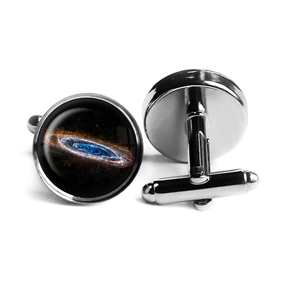 NASA Photograph Galaxy Forever Rhodium Silver Cufflinks