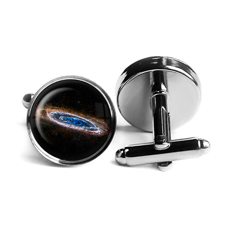 NASA Photograph Galaxy Forever Rhodium Silver Cufflinks