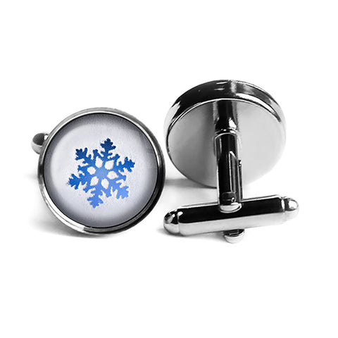 Frozen Snowflake Snow Rhodium Silver Cufflinks