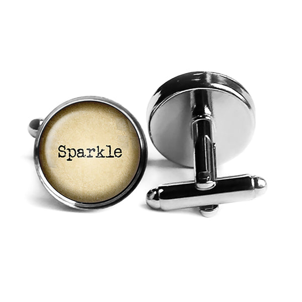 Sparkle Rhodium Silver Cufflinks