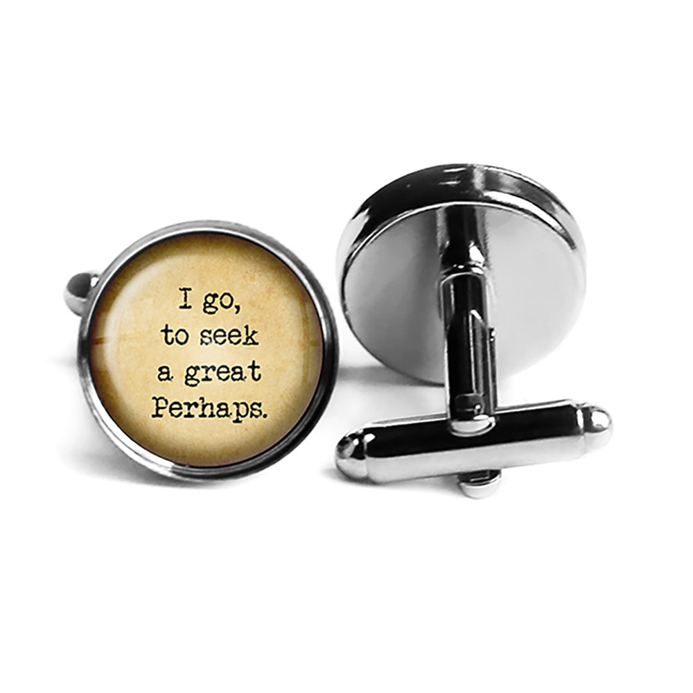 Francois Rabelais I go to Seek a Great Perhaps Rhodium Silver Cufflinks