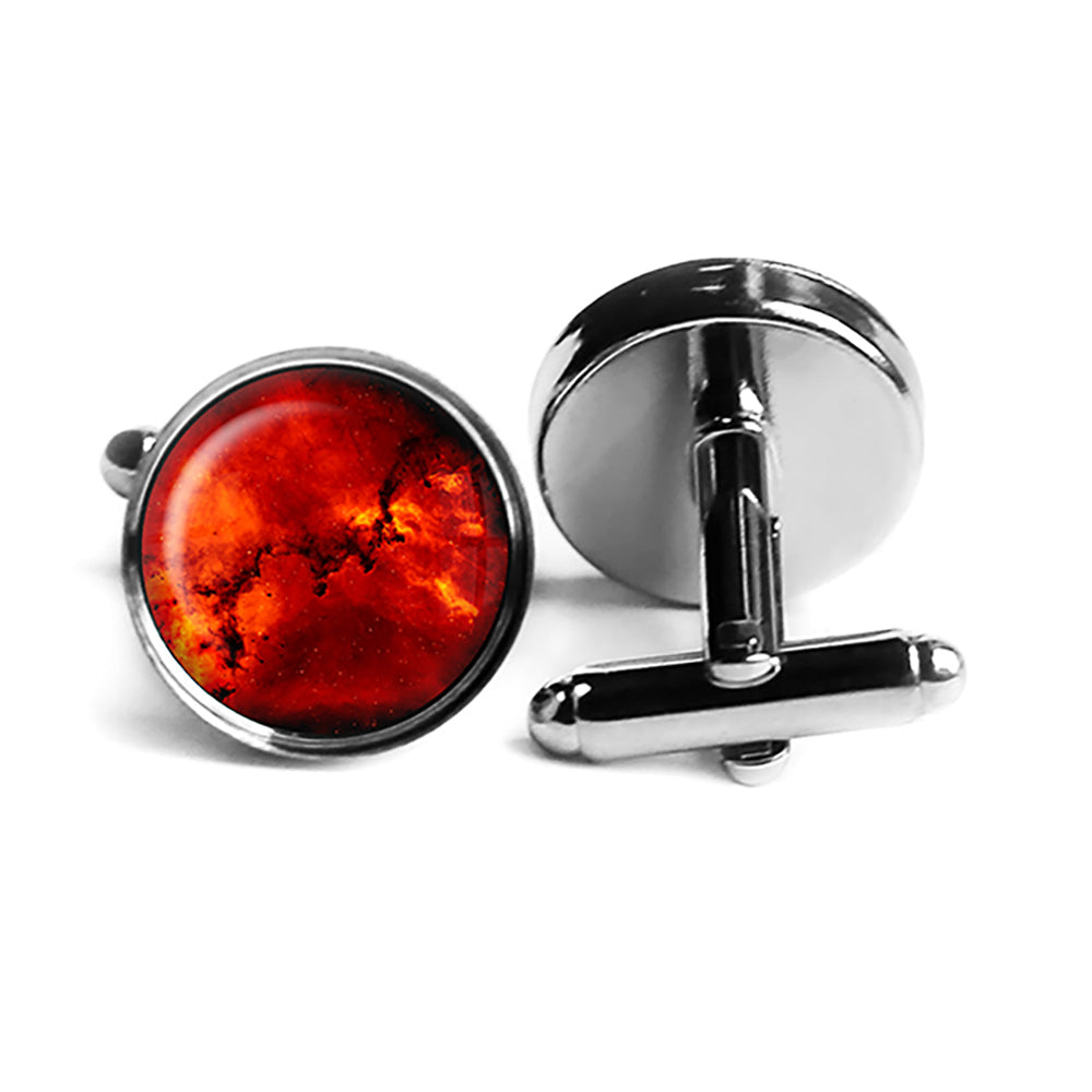 NASA Photograph Rosetta Nebula Rhodium Silver Cufflinks